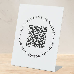 QR Code Minimalist Clean Simple White Promotional Pedestal Sign