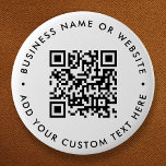 QR Code Minimalist Clean Simple White Round 6 Cm Round Badge<br><div class="desc">A simple custom white QR code round button pin template in a modern minimalist style which can be easily updated with your QR code,  business name or website and custom text,  eg. scan me to...  #QRcode #button #business</div>