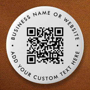 QR Code Minimalist Clean Simple White Round 6 Cm Round Badge