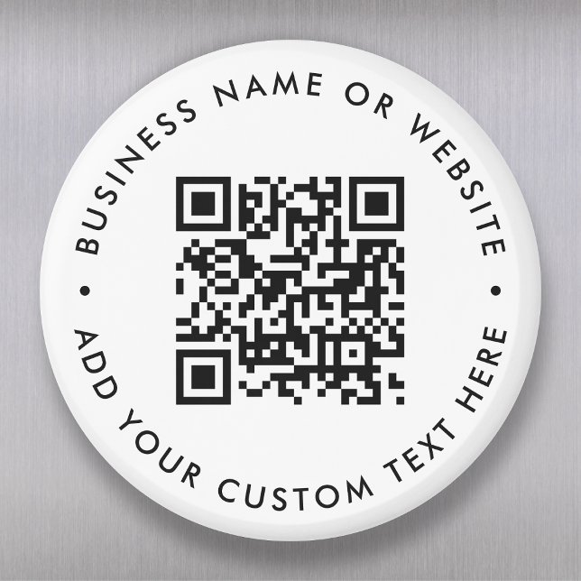 QR Code Minimalist Clean Simple White Round Magnet (Creator Uploaded)