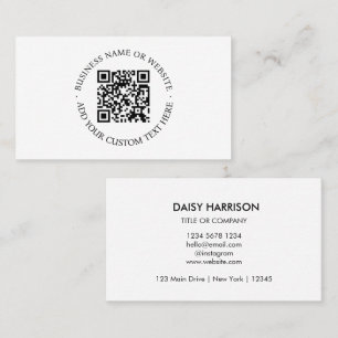 QR Code   Minimalist Clean Simple White Scan Me Business Card