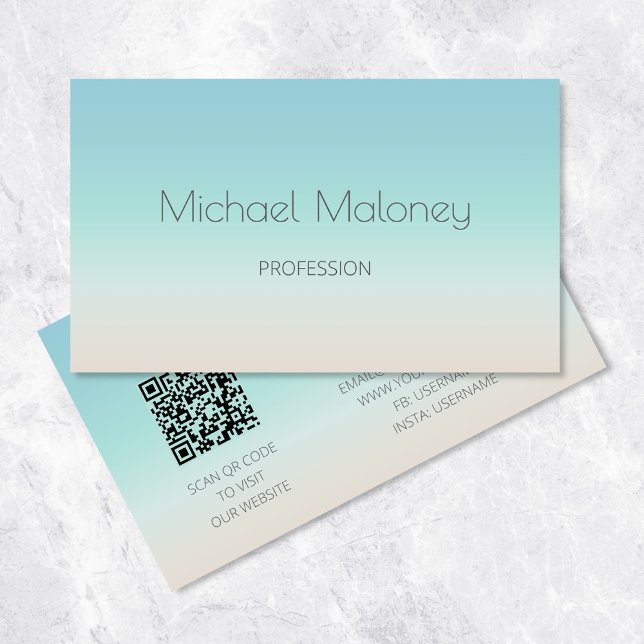  QR Code | Minimalist Coastal  Business Card (Creator Uploaded)