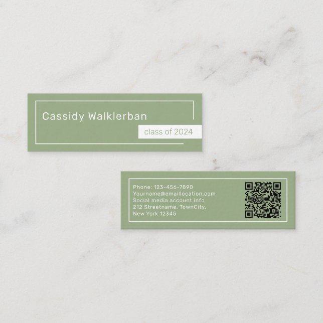 QR Code Minimalist Graduate Graduation Name  Calling Card (Front/Back)