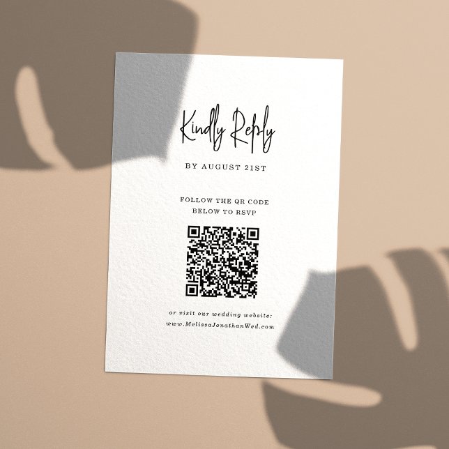 QR Code Minimalist Hand-Lettered Script Wedding RSVP Card (Creator Uploaded)