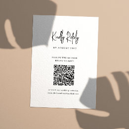 QR Code Minimalist Hand-Lettered Script Wedding RSVP Card