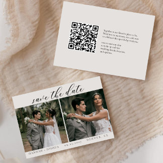 Qr Code Minimalist Horizontal Wedding Photo  Save The Date
