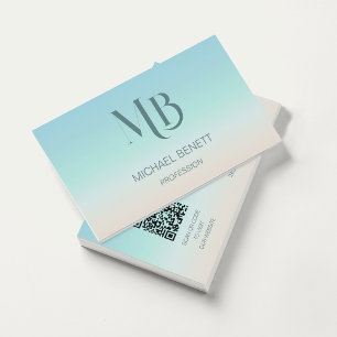 QR Code Minimalist Initials Coastal Business Card