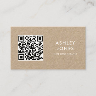 QR Code Minimalist Modern Kraft Business Card