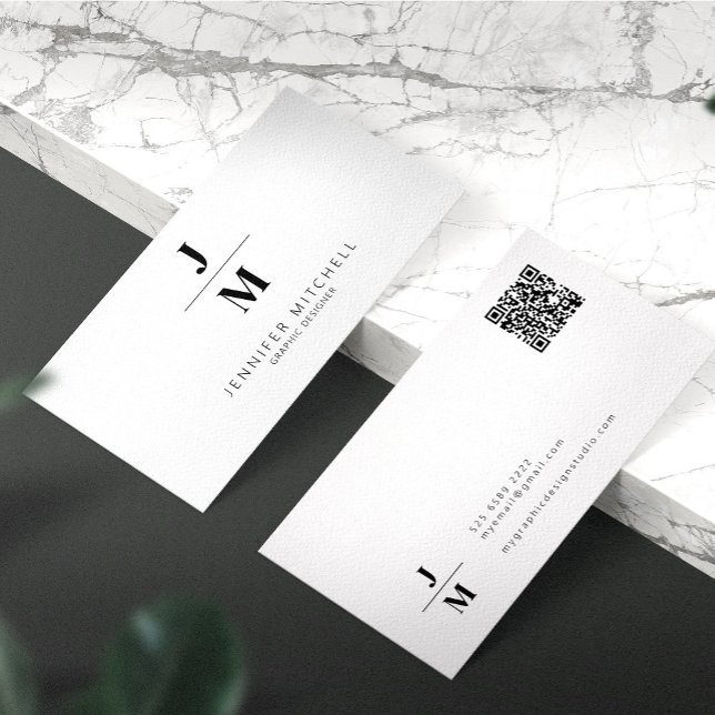 QR code minimalist monogram professional Business Card (Creator Uploaded)