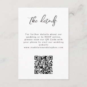 QR Code minimalist photo wedding website details Enclosure Card