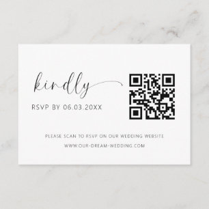 QR Code Minimalist RSVP Wedding Website Enclosure Card