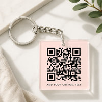 QR Code Minimalist Simple Blush Pink Custom Text 