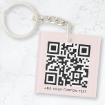 QR Code Minimalist Simple Blush Pink Custom Text  Key Ring<br><div class="desc">A simple custom blush pink QR code keychain template in a modern minimalist style which can be easily updated with your QR code and custom text,  eg. scan me to...  #QRcode #keychain #business</div>