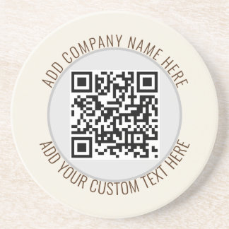 QR Code Minimalist Simple Grey Round Budget  Coaster