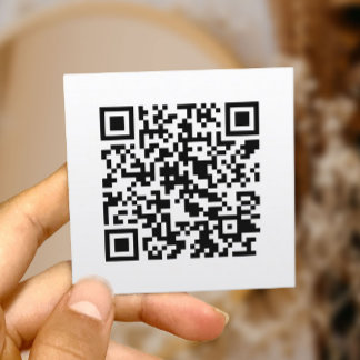 QR Code Minimalist Social Media Modern Square Business Card