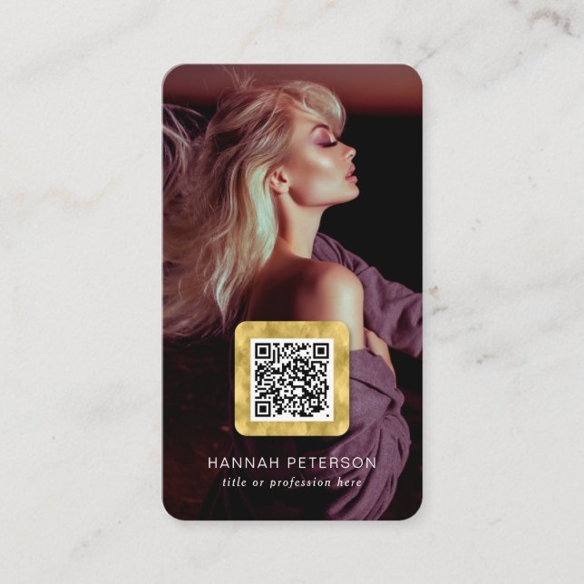 QR code model artist dancer performance photo Business Card (Front)