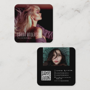 QR code Models dancers actress photographer photo Square Business Card