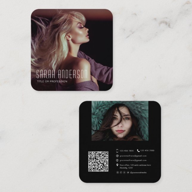 QR code Models dancers actress photographer photo Square Business Card (Front/Back)