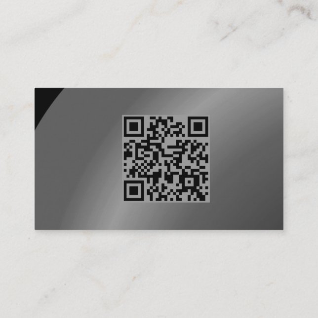 Qr Code Moderate Black Modern Neat Shaded Business Card (Back)