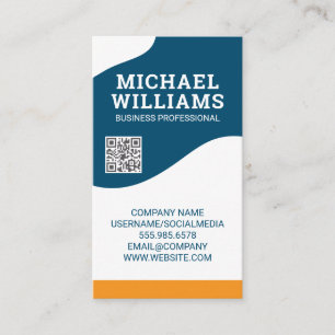 QR Code   Modern Abstract Wave Design Business Card