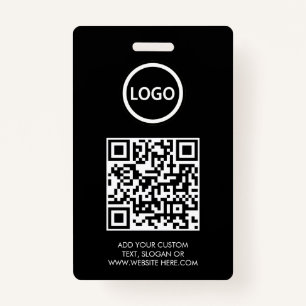 QR Code Modern Black Business Logo Event ID Badge