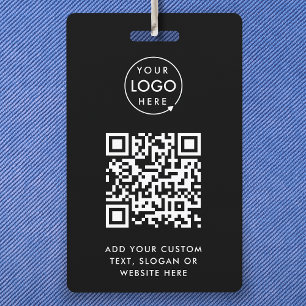 QR Code Modern Black Business Logo Event ID Badge