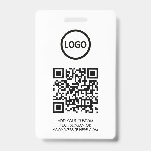 QR Code   Modern Black Business Logo Event ID Badge