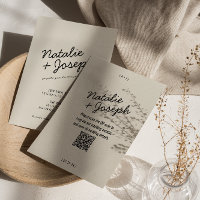 QR Code Modern Black Cream Retro Whimsical Wedding