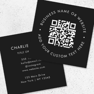 QR Code   Modern Black Professional Scan Me Square Business Card
