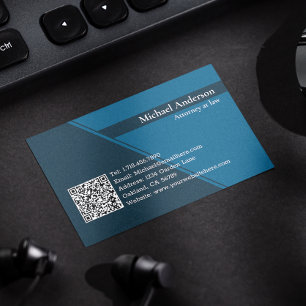 QR Code Modern Blue Professional Lawyer Business Card