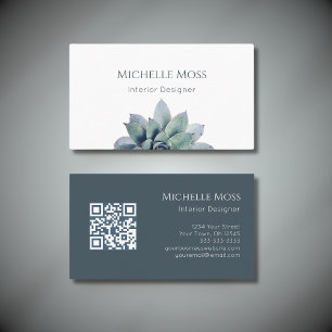QR code Modern Botanical Succulent Cactus Business Card