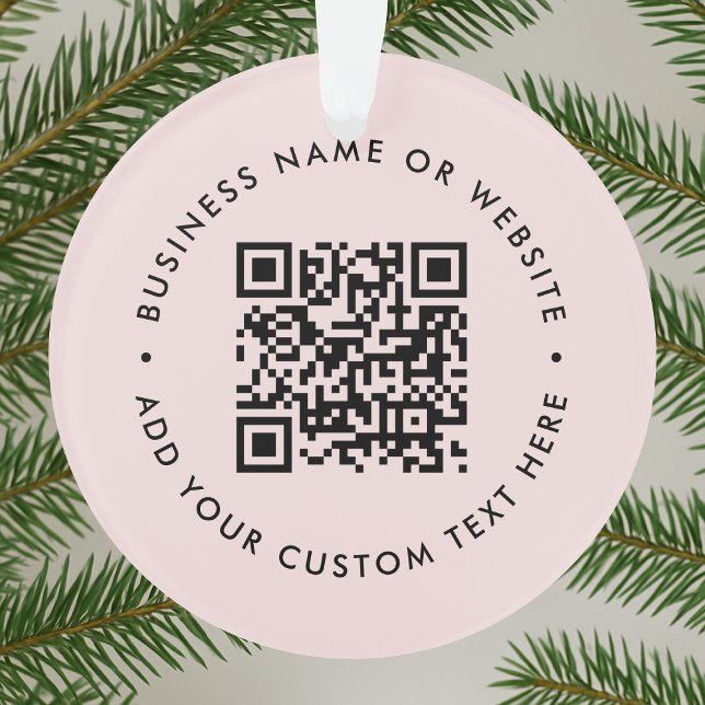 QR Code | Modern Business Blush Pink Christmas Ornament (Creator Uploaded)