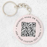 QR Code | Modern Business Blush Pink Round Key Ring<br><div class="desc">A simple custom blush pink QR code keychain template in a modern minimalist style which can be easily updated with your QR code,  business name or website and custom text,  eg. scan me to...  #QRcode #keychain #business</div>