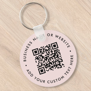 QR Code   Modern Business Blush Pink Round Key Ring