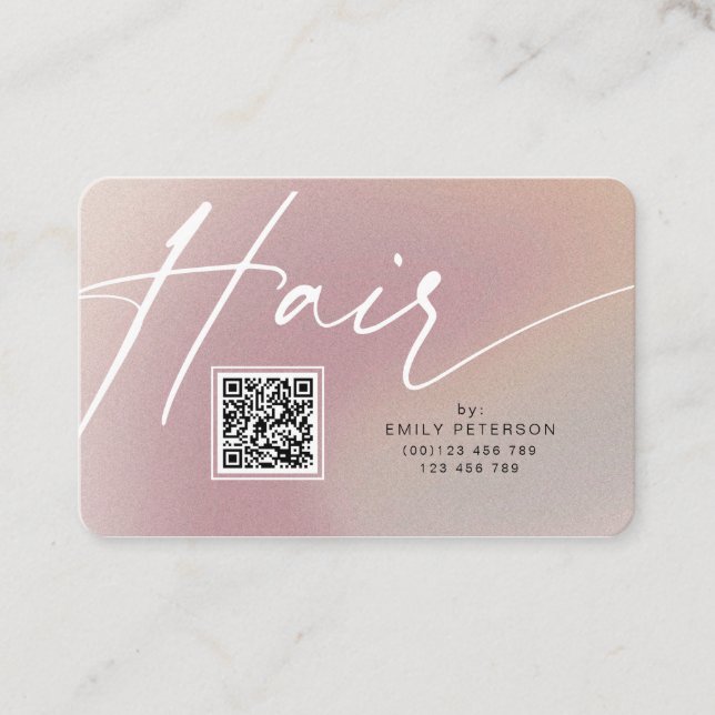 QR code modern business cards for hair stylist (Front)