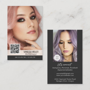 QR Code modern business cards for makeup artist