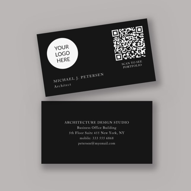 QR CODE modern business logo professional black Business Card (Creator Uploaded)