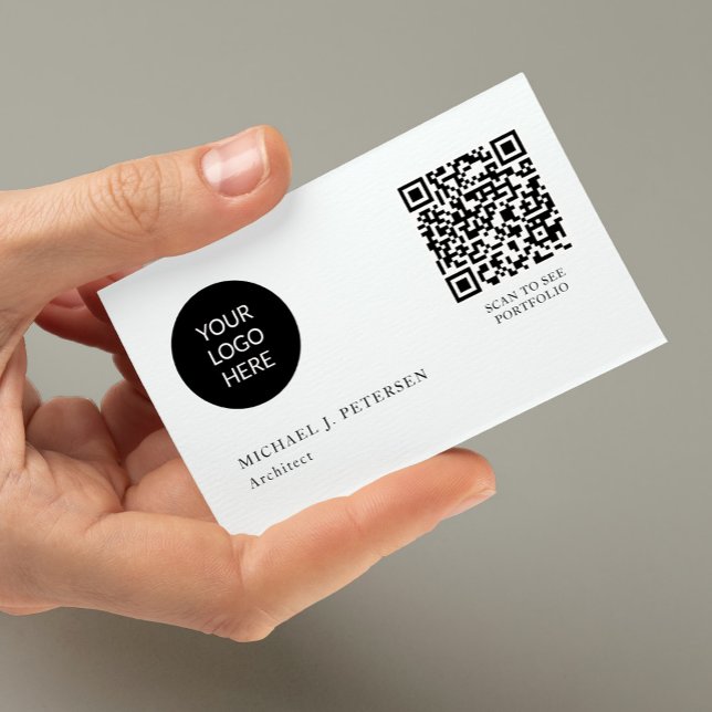 QR CODE modern business logo professional white Business Card (Creator Uploaded)