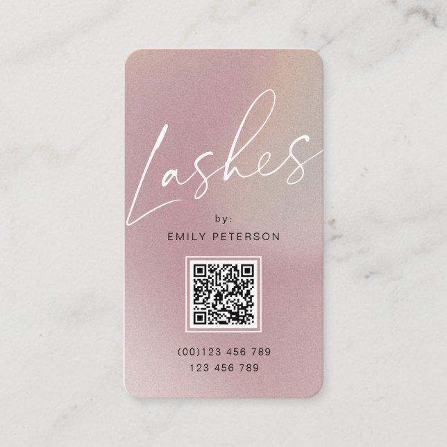QR code modern chic lash extension vertical Busine Business Card (Front)