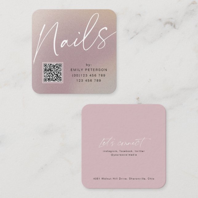 QR code modern chic stylish nails  Square Business Card (Front/Back)