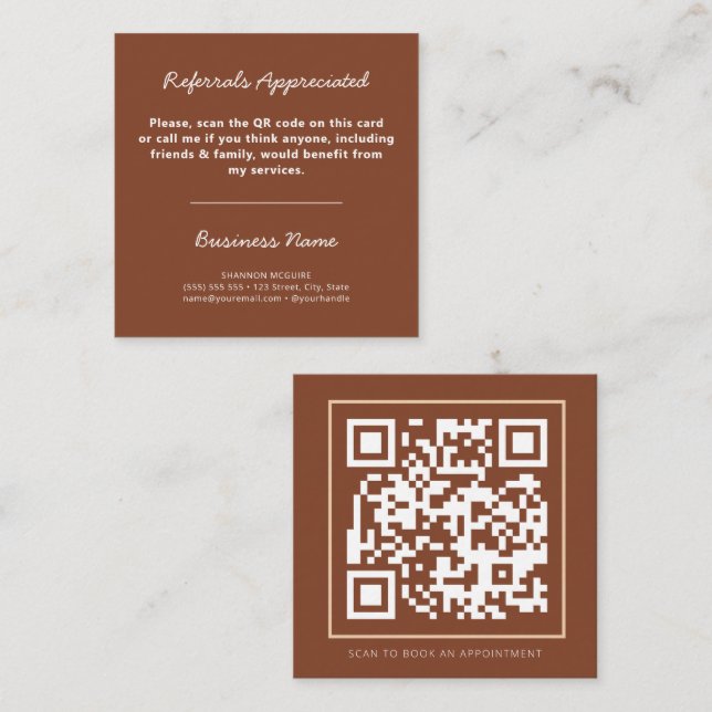 QR Code Modern Earth Tones Professional Business Referral Card (Front/Back)