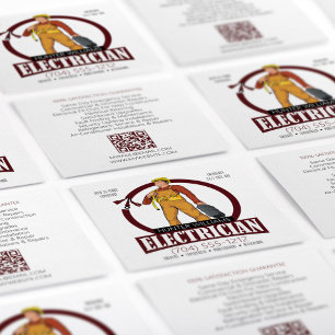 QR Code Modern Electrician Lighting Contractor Square Business Card