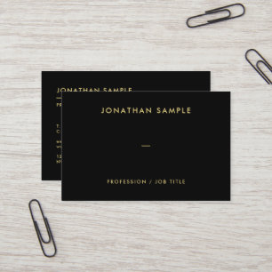 QR Code Modern Elegant Black Gold Text European Business Card