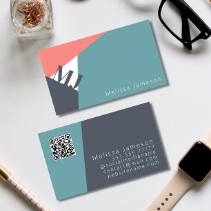 QR Code   modern geometric minimalist monogram Business Card