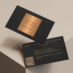 QR CODE modern gold black luxury professional Business Card