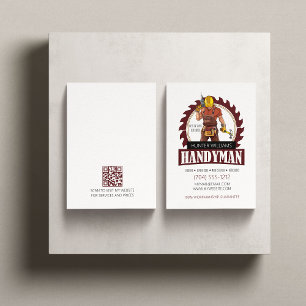 QR Code Modern Handyman Maintenance Rustic Tools Business Card