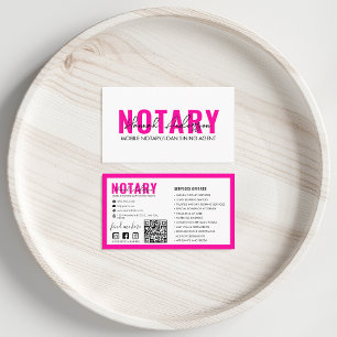 QR Code Modern Hot Pink Mobile Notary Public Business Card