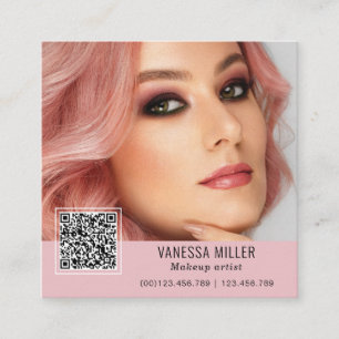 QR Code modern make up artist square Square Busine Business Card