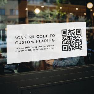 QR Code Modern Minimal Simple White Promotional Window Cling