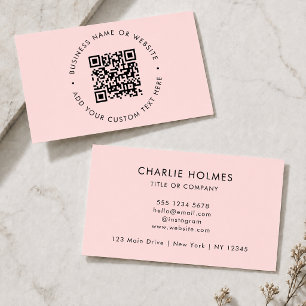 QR Code Modern Minimalist Blush Pink Business Card